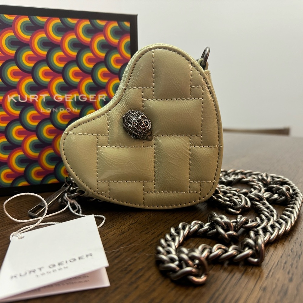 New! Kurt Geiger Kingston Drench Quilted Micro Heart Quilted Crossbody Bag